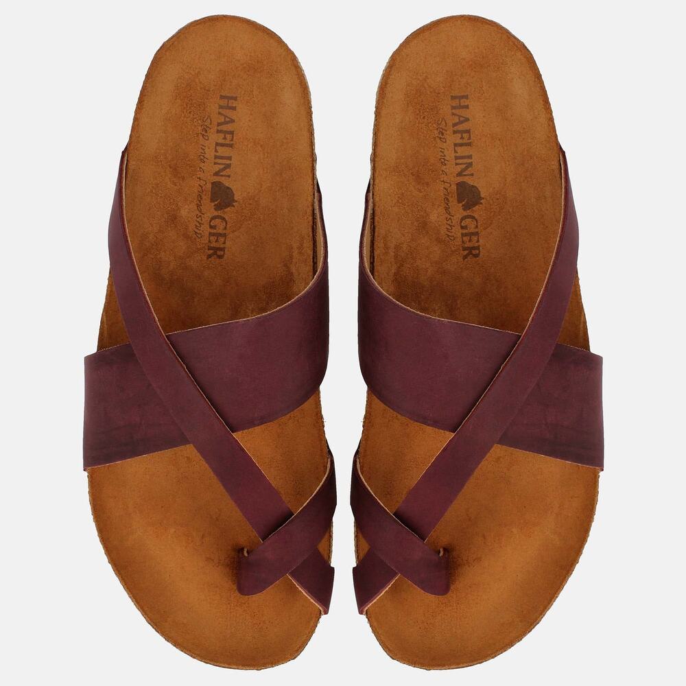 Haflinger Bio Leather Sandal Jack in Bordeaux Red Size 41 US Men’s 8 Women’s 10